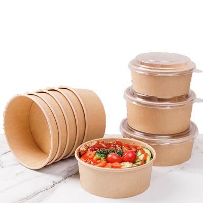 China Food Grade/Wholesale Waterproof/Oil-proof Salad Fruit Paper Packaging Lunch Packaging Takeout Box With Clear Lid for sale