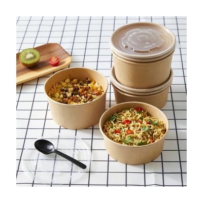 China Food Grade / Cost Effective Disposable Biodegradable Takeout Salad Bowl Waterproof / Oil Proof Kraft Paper for sale