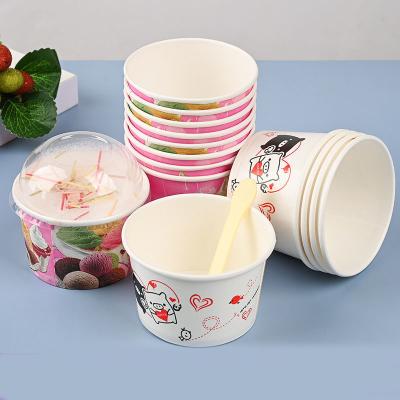 China Disposable Eco Friendly Custom Print Cups Biodegradable Paper Cups With Dome Lid, Disposable Cup, Biodegradable Ice Cream Cups for sale