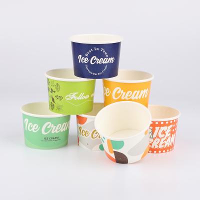 China Biodegradable Biodegradable To Go Yogurt Container Cup With Lid Take Out Disposable Kraft Paper Ice Cream Tub for sale