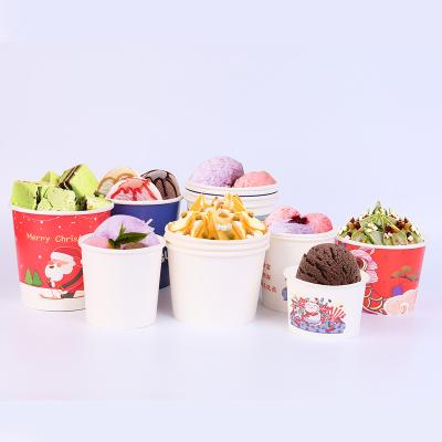 China Wholesale Disposable Biodegradable Paper Cup Wrapping Paper Eco Friendly Custom Printed Ice Cream Disposable Paper Containers for sale