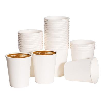 China Food Grade Disposable Biodegradable Paper Tea Cup Disposable Custom Printed Single / Double Walls White Paper Coffee Cups With Lids for sale