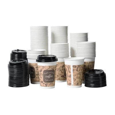 China Food Grade Disposable Eco-Friendly Biodegradable Paper Tea Cup Printed Custom Disposable Paper Coffee Cups With Lids for sale