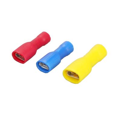 China Brass Yueqing PVC full fully insulated FDFD series 22-16AWG 16-14AWG 14-12AWG 12-10AWG 2.8mm 4.75mm 6.35mm Female Spade crimp terminal for sale