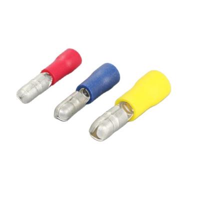 China Brass Maikasen red blue yellow 22-16AWG 16-14AWG 12-10AWG pre-insulated PVC insulation male plug Bullet shaped wire terminal for sale