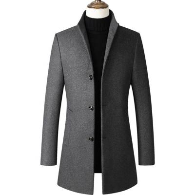 China TY Autumn And Winter New Products Mid Length Support-collar Coat Wool Men's Breathable Straight Ditch Coat for sale