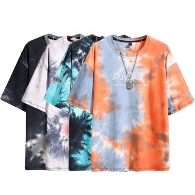 China Anti-wrinkle men's tie dye T-shirts street casual casual hip-hop custom sublimation printing T-shirt for sale