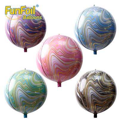 China 32 Inch Funfoil 4D Agate Foil Balloon Supplier Marble Nylon Material Gold Balloon Decoration With Auto Sealing for sale