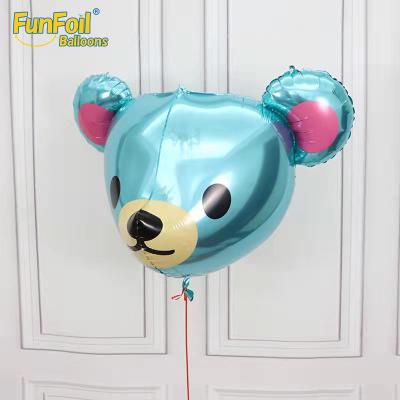 China Party Decoration Funfoil New Arrival 22 Inch 3D Balloon Cute Animal Bear Shape Head Balloon For Kids Party Decoration Toys for sale