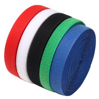 China Durable 100% Polyester Full Hook Black White 1.6cm And Loop Strap Grade D Webbing Band 16mm In Stock Customized Length Width Cut Shapes for sale