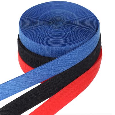 China Durable 2cm 100% Polyester Full Hook And Loop Strap Grade D Webbing Strip 20mm Black White In Stock Customized Length Width Cut Shapes for sale