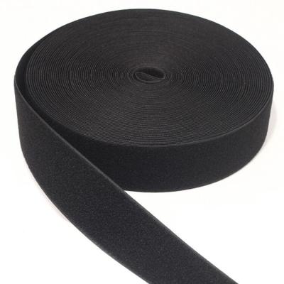 China Durable 5.0 cm 30% Nylon Black White & 70% Polyester Blended Hook & Loop Strap Grade C Webbing Band 50mm In Stock Customized Width for sale