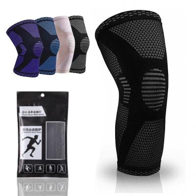 China Custom 3D Elastic Knit Sports Basketball Anti Slip Compression Knee Brace Elastic Sleeves For Women Men for sale