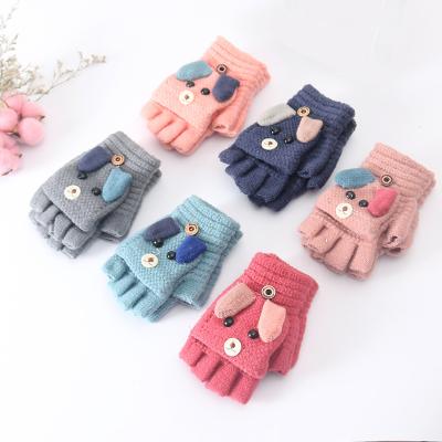 China Winter Warm Children's Winter Thicken Cute Imitation Logo Winter Gloves Custom Made Children's Gloves Little Boys Girls Gloves for sale