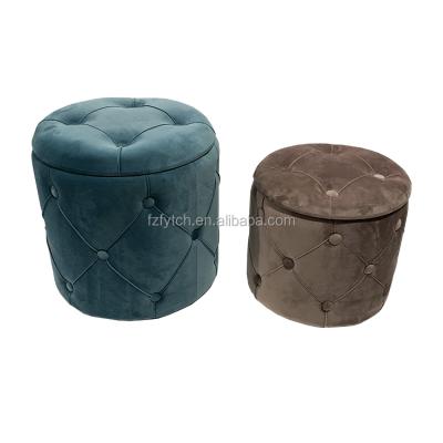 China Storage Fuzhou Fytch Supplier Set Storage 2 Ottoman Round Blue Pouf For Germany for sale