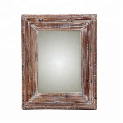 China Furniture Wood Frame Shabby Chic Mirrored Glass Wall Decorative Mirror With Shabby Chic Design for sale