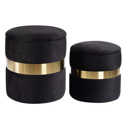 China Storage Fuzhou Fytch Factory 3D Ripple Round Velvet Storage Stool Stitching Lounge Ottoman for sale