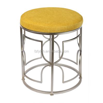 China stool home & Ottoman Fuzhou Fytch Style Modern Velvet Stool Yellow Round Chair With Metal Brackets for sale