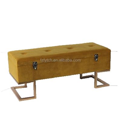 China stool home & Good Quality French Metal Velvet Ottoman Style Steel Bench For Bedroom for sale