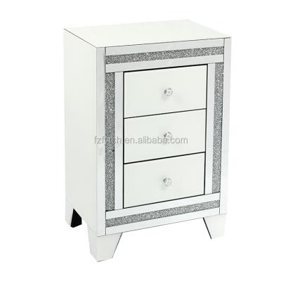 China Modern White Leg Fashionable Design Bedroom Night Stand Small With White And Crystal Mirror for sale