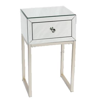 China Wholesale Mirrored Glass Bedside Table Factory Manufacture 1 Drawer Mirrored Glass Bedside Table for sale