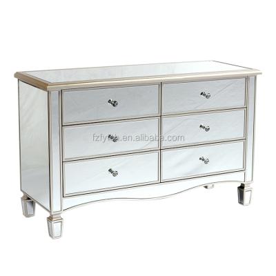 China Living Room Cabinet FYTCH Manufacture Wholesale Cheap Large Six Drawer Mirrored Chest French Sideboard for sale