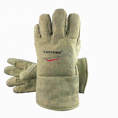 China Solar Cell Anti-Slip Ceramic Production Glove En388 Aramid Industrial Work Heat Resistant High Temperature Gloves for sale