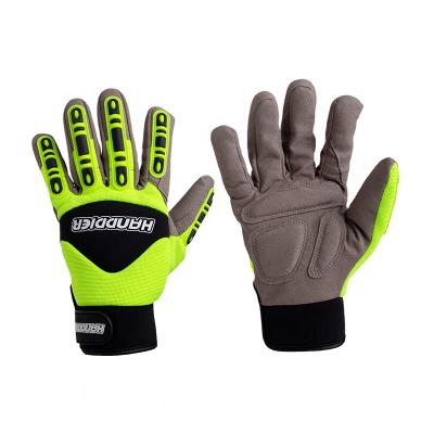 China Anti-impact gree fluorescent cut impact resistant gloves anti work safety protect gloves for sale