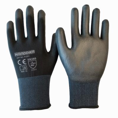 China Customized 13 Gauge Polyester Knitted Anti-Slip PU Palm Coated Safety Work Gloves for sale