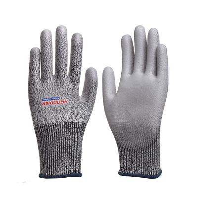 China Abrasion Resistance 13 Gauge /cut Resistant Level 5 PU Palm Coated Proof Anti-Slip Resistant Cut Gloves for sale