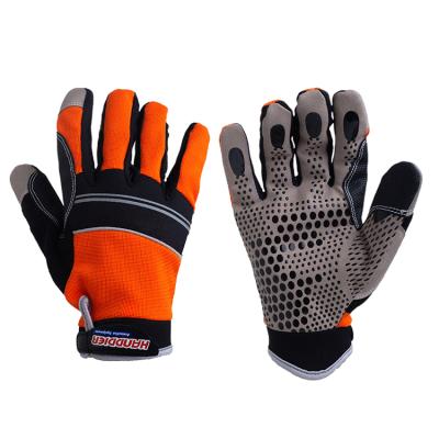 China Anti-skid General Purpose Construction Mechanic Wear Resistant Synthetic Leather Gloves for sale