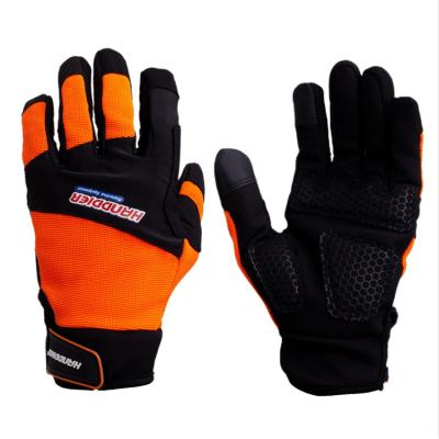 China Orange Color Touch Screen Sensitive Safety Full Finger Outdoor Sports Cycling Cycling Gloves for sale