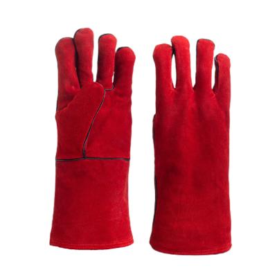 China Anti-slip Resistant Long Cowhide Leather Heat Resistant Welding Gloves For Forging Barbecue for sale