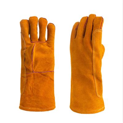 China Anti-slip Safety Cow Leather High Temperature Heat Resistant Waterproof Working Welding Gloves for sale