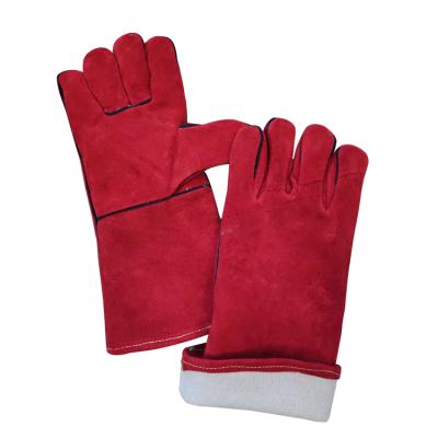 China Anti-slip Professional Split Cowhide Fire Fighting Safety Leather Heat Resistant Welding Gloves for sale