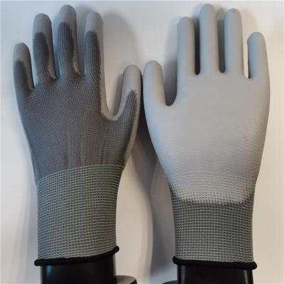 China 13 Nylon Cut Safety Palm PU Gauge Polyester Gloves Lightweight Heavy Duty Work Gloves for sale