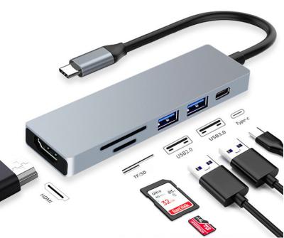 China MP3 / MP4 Player Type C To HDTV USB Hub 6 In 1 Usb Hub for sale