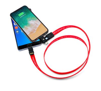 China MP3 / MP4 Player Company promotion gift 4 in 1 key logo printing chain lanyard TYPE C usb charging cable for all smart phones for sale