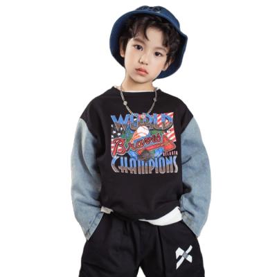 China 2022 New Autumn Children's Color TOP Design Fashion QUICK DRY Round Baby Collision Collar Cartoon Boy Hoodies for sale