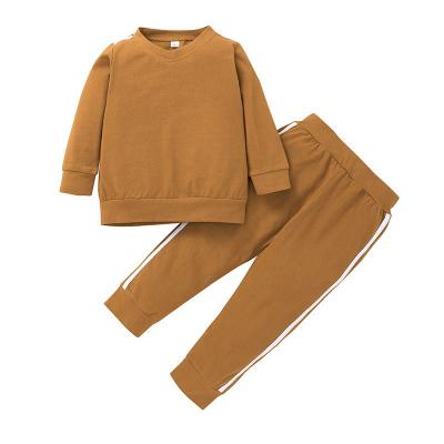 China 2021 Autumn/Winter New Children's Casual Long Sleeve Hoodie Pants Solid Color Baby Boys And Girls Sports Dress Two-piece Casual Set for sale