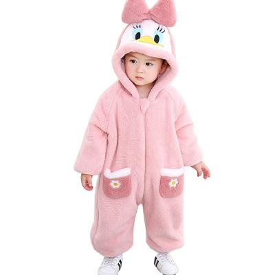 China Polyester/Cotton Custom Thicken Flannel Baby Romper Suit Baby Clothes Overalls Kids Warm Overall Winter Baby Boy Long Sleeve Rompers for sale