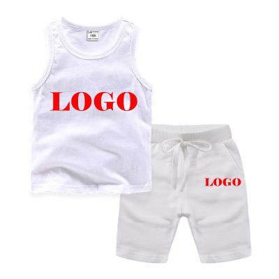 China Custom Logo Casual Boy Clothes Sets Summer High Quality Cotton Sleeveless Vest Shorts Kids Clothing Sets Solid Baby Boy Clothing Sets for sale