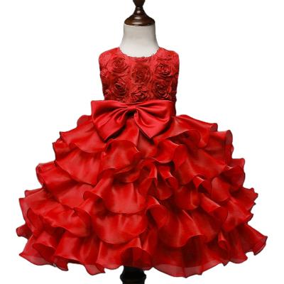 China 2021Summer Anti-wrinkle bow flowers 1-3-6-12-16 years old baby dress sweet kids dresses for girls for sale