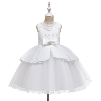 China 2021 summer wedding dress Anti-wrinkle princess girl dress white puffy mesh children's dress party catwalk wholesale for sale