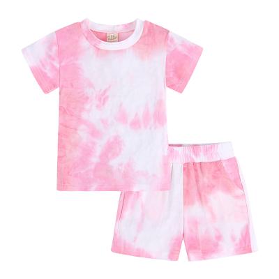 China Fashion boys and girls casual summer tie-dye T-shirt and shorts sets two-piece set girls toddler clothing sets for sale