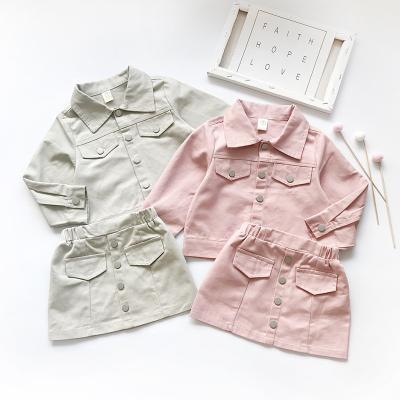 China Casual factory supplies children's clothing spring 2021 new style denim suit short skirt western two-piece clothes for sale