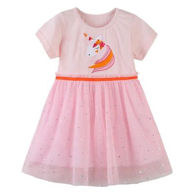 China Anti-Static High Quality Casual Girls Short Sleeve Mesh Kids Princess Dress for sale