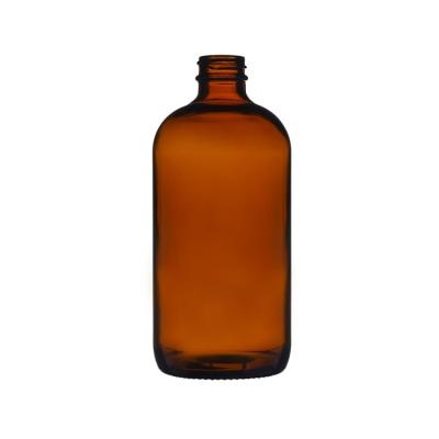 China Berlin Cosmetic Packaging 500ml Boston Round Glass Bottle Food Grade Logo Juice Milk Frosted Amber Round Custom Beverage Bottle for sale