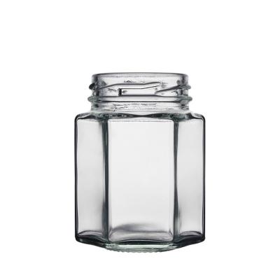 China Berlin Packaging Glass Jar 180 Food Grade Hexagon 45ml 280ml 380ml 500ml 730ml Clear Hexagon Hexagon Glass Jar 180 for sale