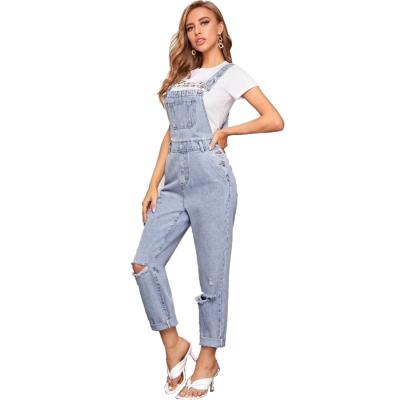 China Women's clothing anti-pilling light blue women's overalls 2021 fashion casual women's overalls for sale